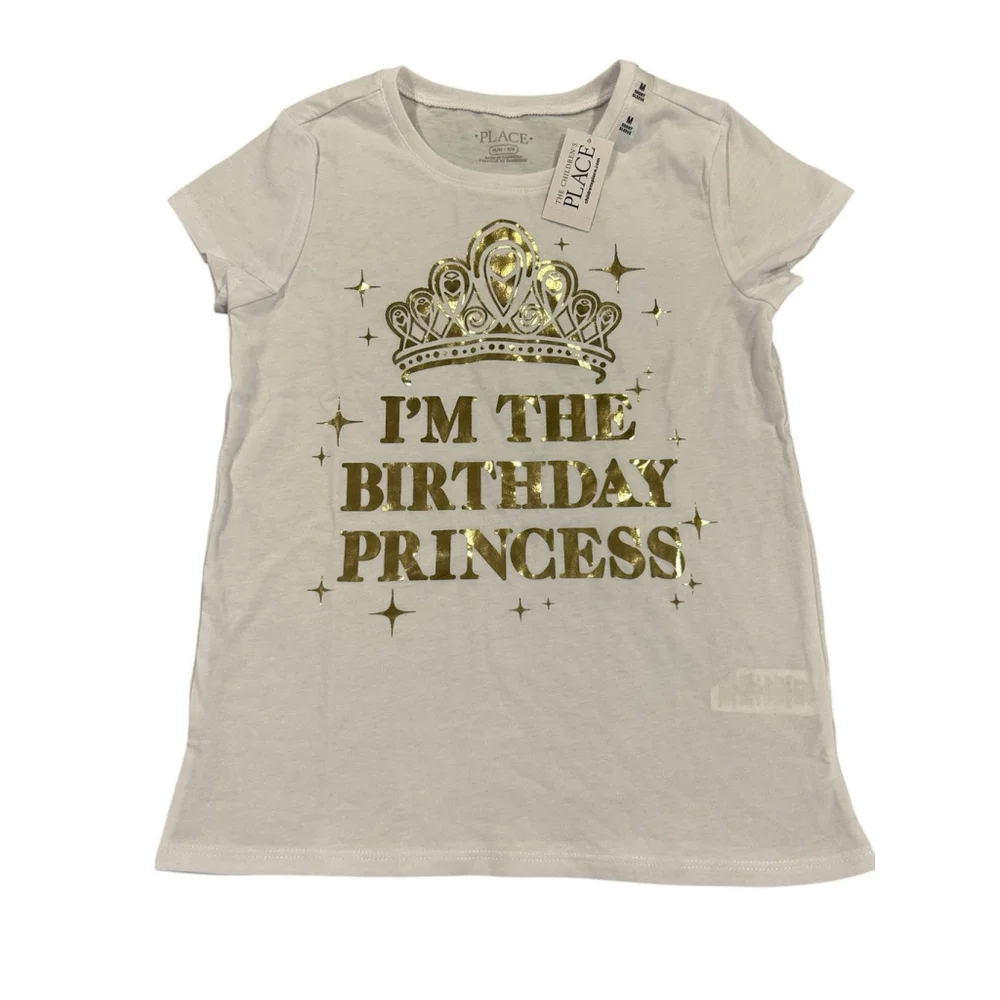 The Children's Place Girls Medium White Birthday Princess T Shirt